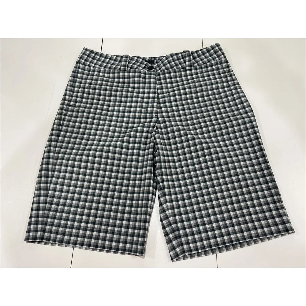 WOMENS NIKE GOLF DRI FIT PLAID SHORTS 10 Medium